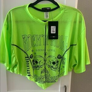 Fashion Nova Neon Green Graphic Crop Top